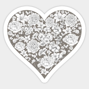 Vintage flowers in silver heart Sticker